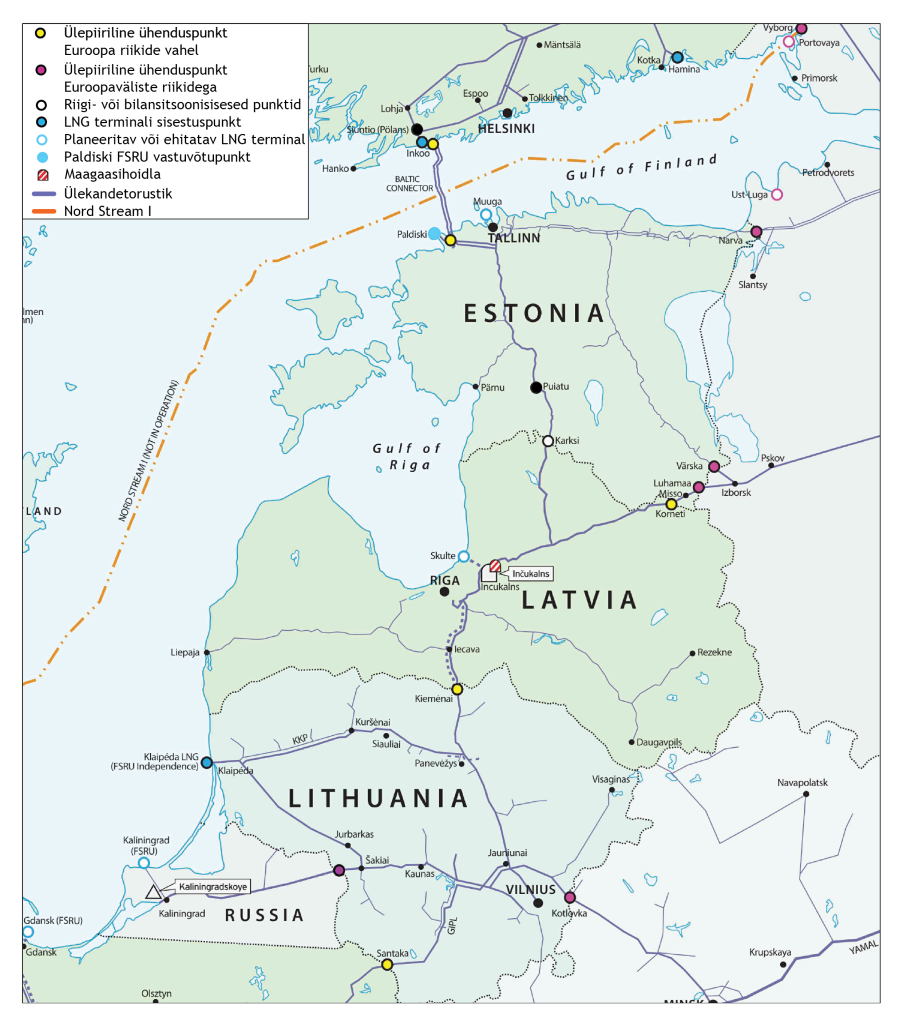 Regionaalse gaasi ülekandevõrgu kaart